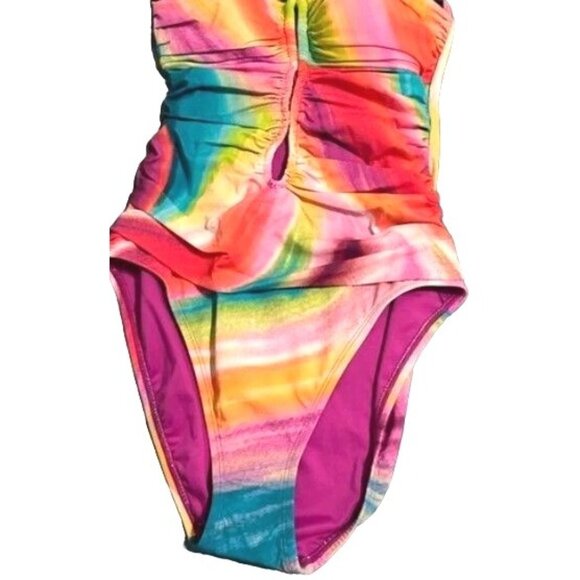 Bleu Rod Beattie 6 One-Piece Swimsuit Splash Out Colorful Tie-Dye Swimwear - Picture 4 of 8